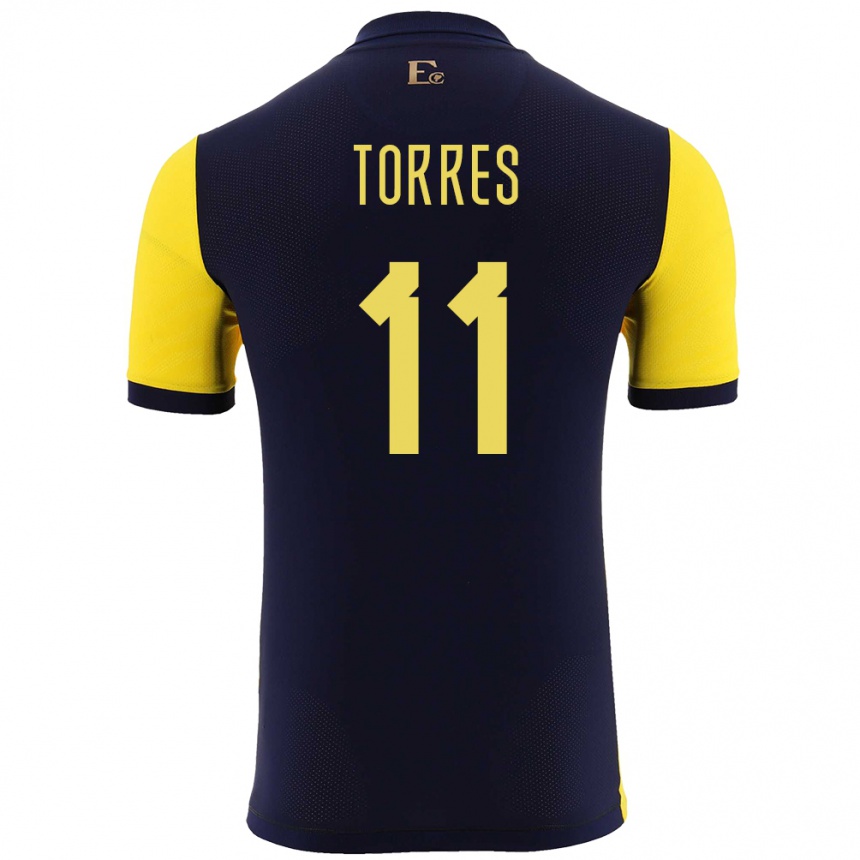 Women Football Ecuador Ambar Torres #11 Yellow Home Jersey 24-26 T-Shirt