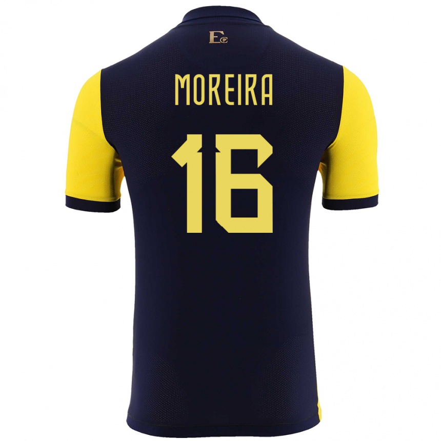 Women Football Ecuador Ligia Moreira #16 Yellow Home Jersey 24-26 T-Shirt