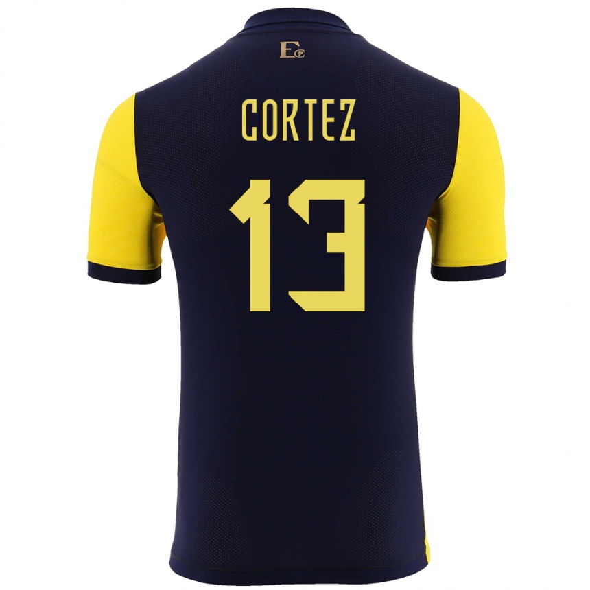 Women Football Ecuador Steven Cortez #13 Yellow Home Jersey 24-26 T-Shirt
