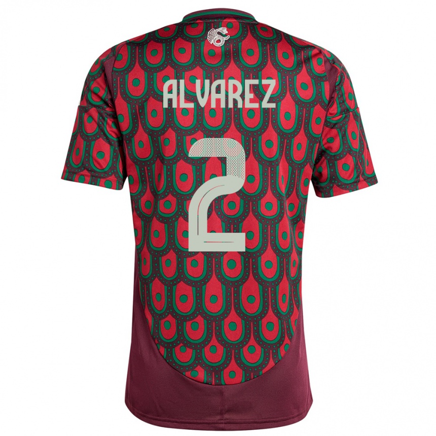 Women Football Mexico Kevin Alvarez #2 Maroon Home Jersey 24-26 T-Shirt
