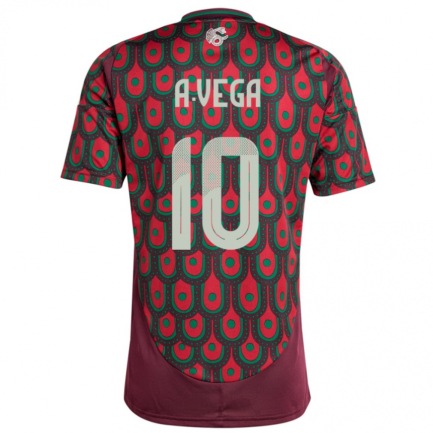 Women Football Mexico Alexis Vega #10 Maroon Home Jersey 24-26 T-Shirt