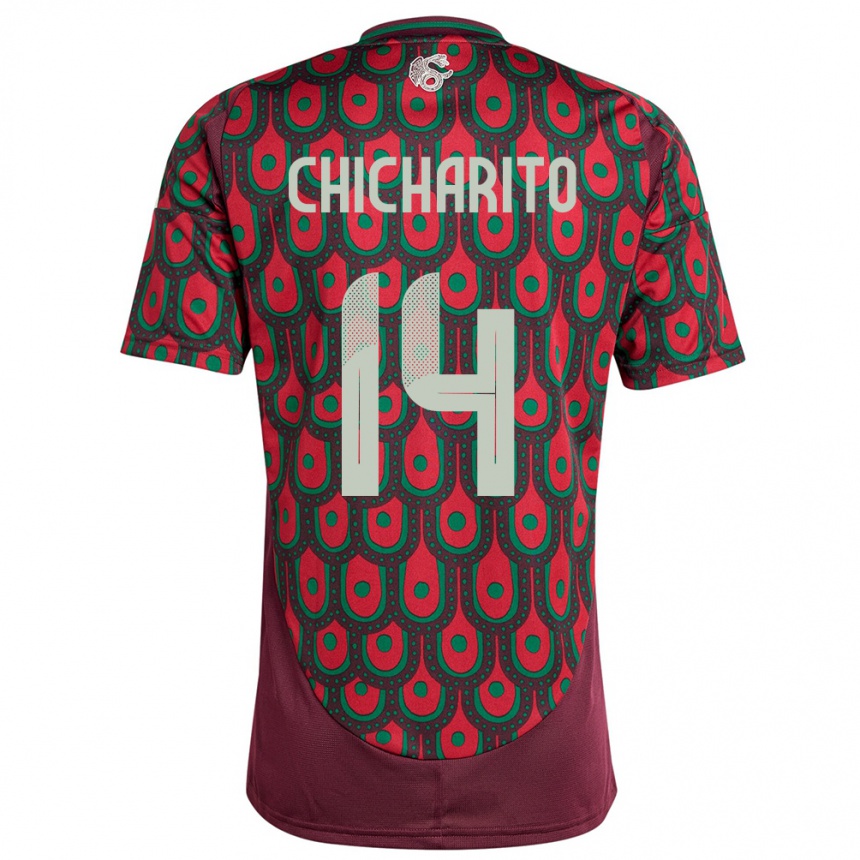 Women Football Mexico Chicharito #14 Maroon Home Jersey 24-26 T-Shirt