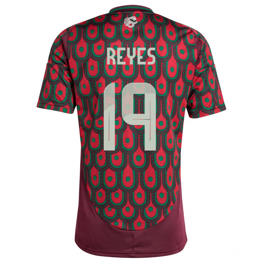 Women Football Mexico Israel Reyes #19 Maroon Home Jersey 24-26 T-Shirt