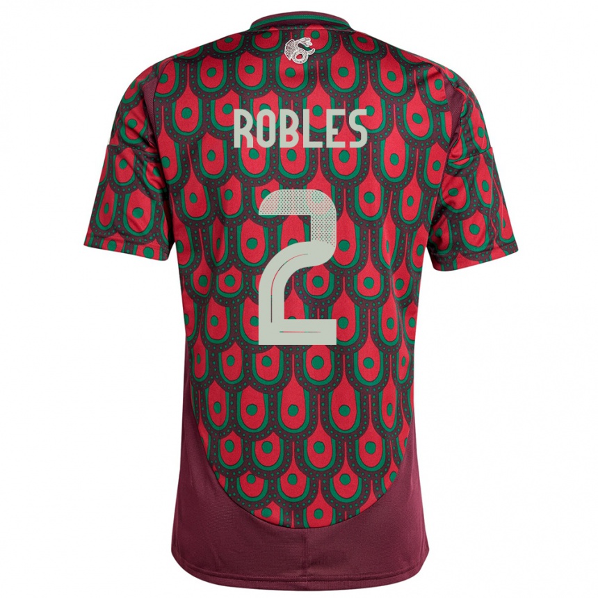 Women Football Mexico Kenti Robles #2 Maroon Home Jersey 24-26 T-Shirt