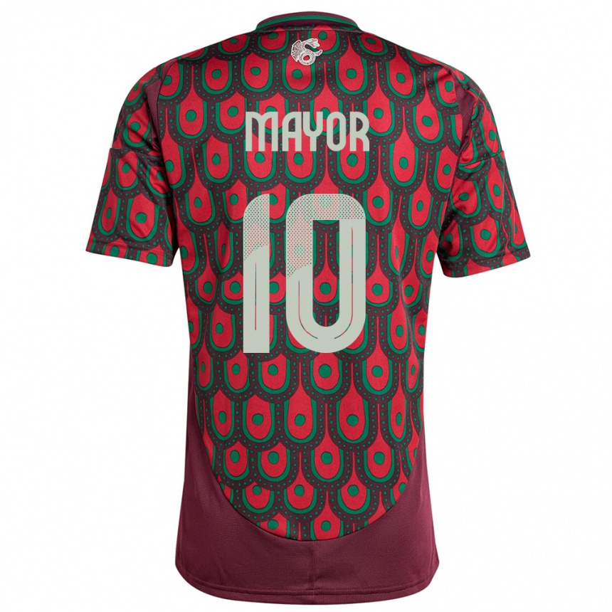 Women Football Mexico Stephany Mayor #10 Maroon Home Jersey 24-26 T-Shirt