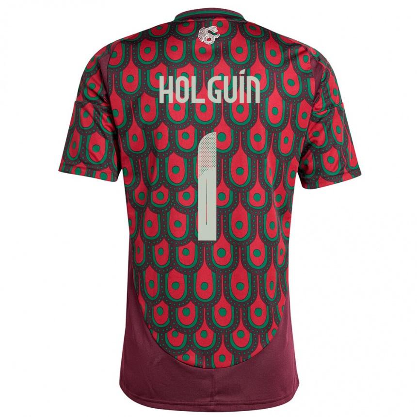 Women Football Mexico Hector Holguin #1 Maroon Home Jersey 24-26 T-Shirt