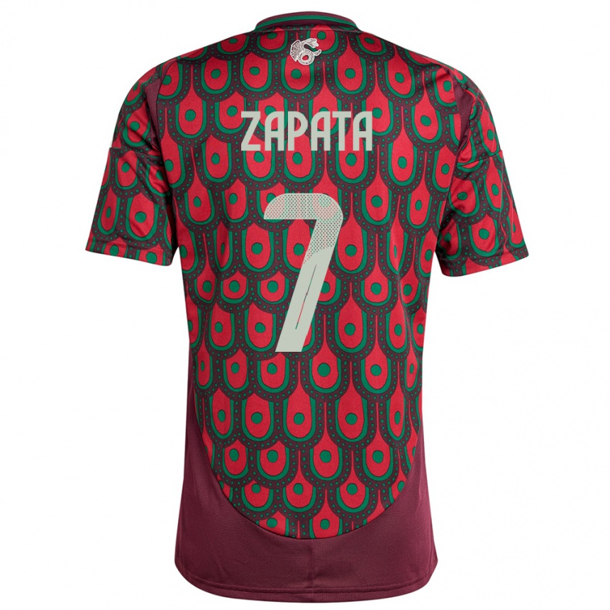 Women Football Mexico Angel Zapata #7 Maroon Home Jersey 24-26 T-Shirt