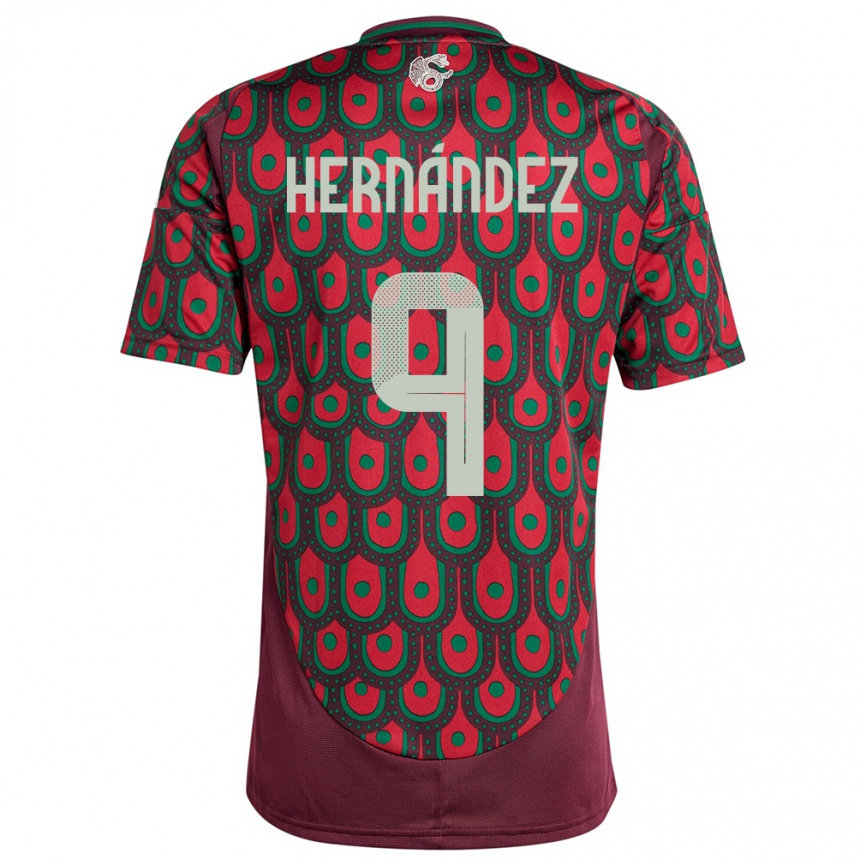 Women Football Mexico Jesus Hernandez #9 Maroon Home Jersey 24-26 T-Shirt