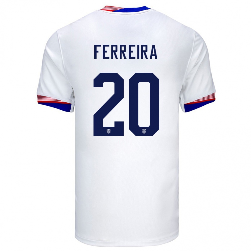 Women Football United States Jesus Ferreira #20 White Home Jersey 24-26 T-Shirt