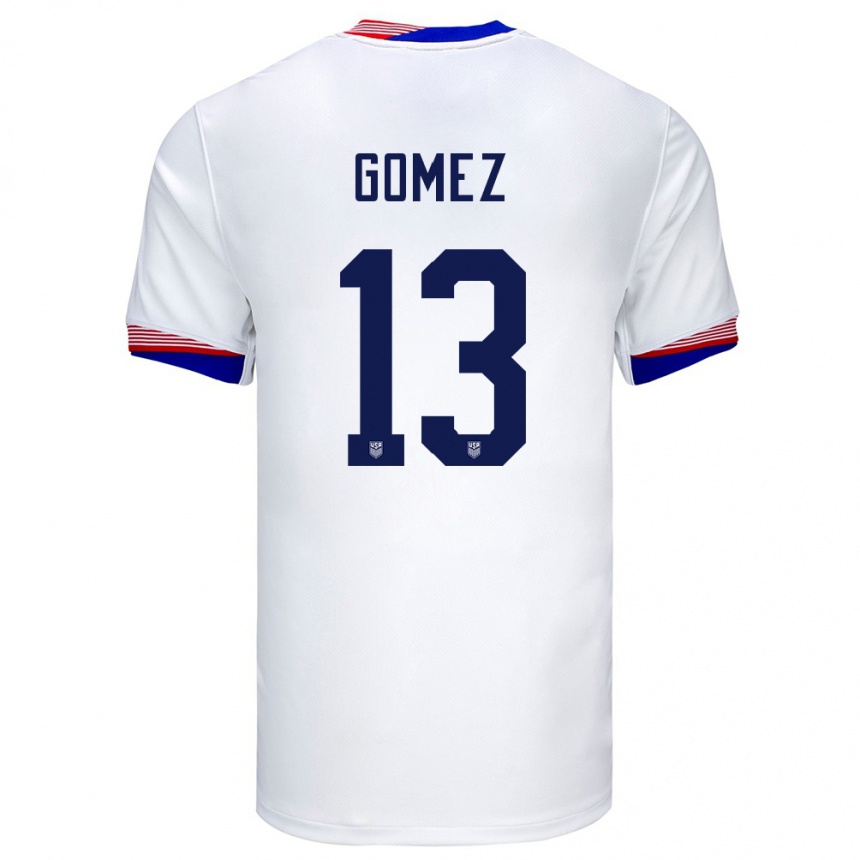 Women Football United States Jonathan Gomez #13 White Home Jersey 24-26 T-Shirt