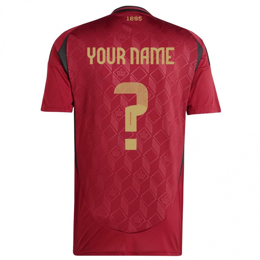 Women Football Belgium Your Name #0 Burgundy Home Jersey 24-26 T-Shirt