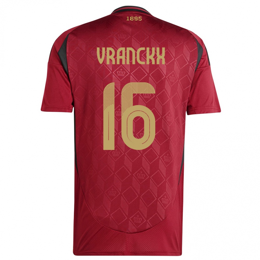 Women Football Belgium Aster Vranckx #16 Burgundy Home Jersey 24-26 T-Shirt
