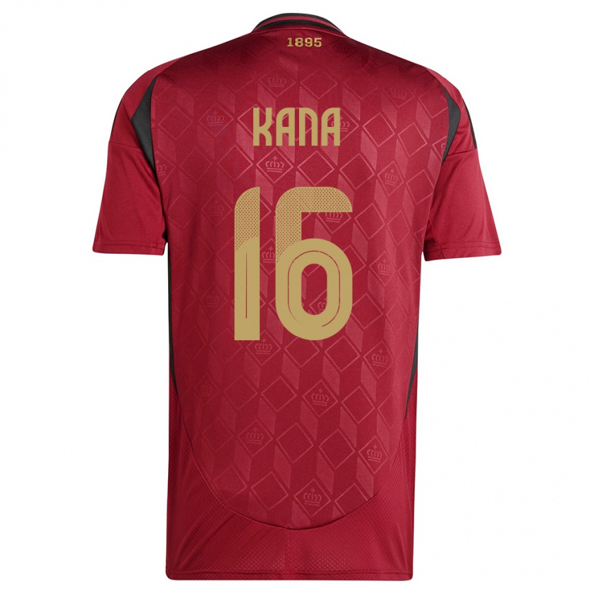 Women Football Belgium Marco Kana #16 Burgundy Home Jersey 24-26 T-Shirt