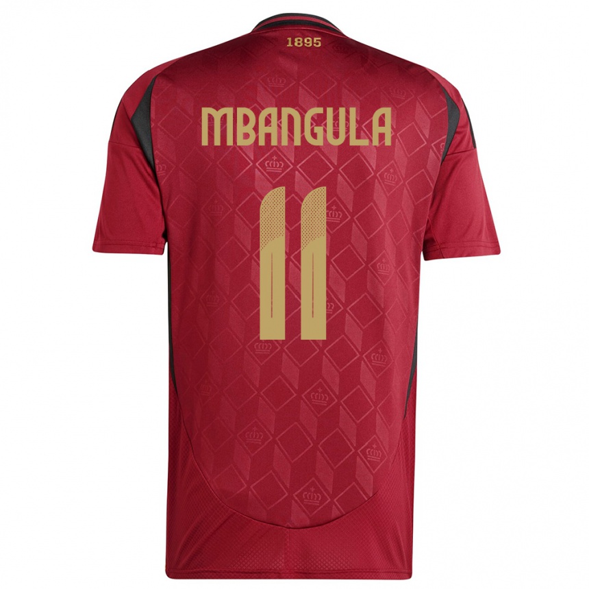 Women Football Belgium Samuel Mbangula #11 Burgundy Home Jersey 24-26 T-Shirt