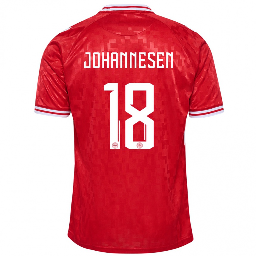 Women Football Denmark Sofus Johannesen #18 Red Home Jersey 24-26 T-Shirt