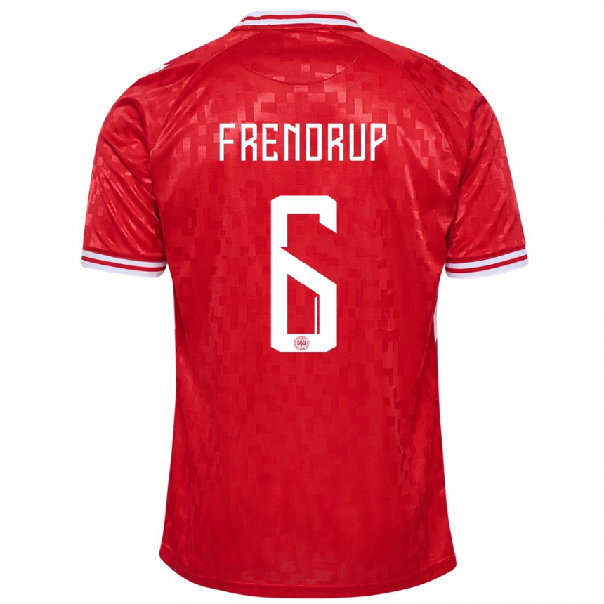 Women Football Denmark Morten Frendrup #6 Red Home Jersey 24-26 T-Shirt