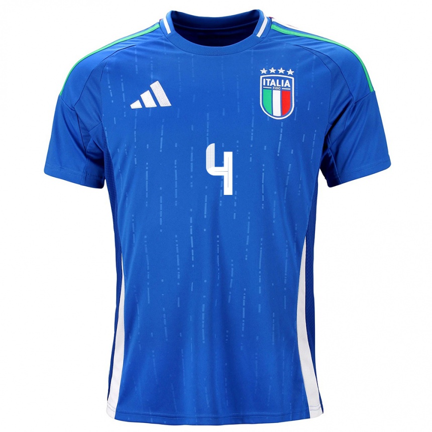 Women Football Italy Alessandro Buongiorno #4 Blue Home Jersey 24-26 T-Shirt