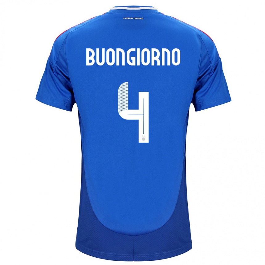 Women Football Italy Alessandro Buongiorno #4 Blue Home Jersey 24-26 T-Shirt