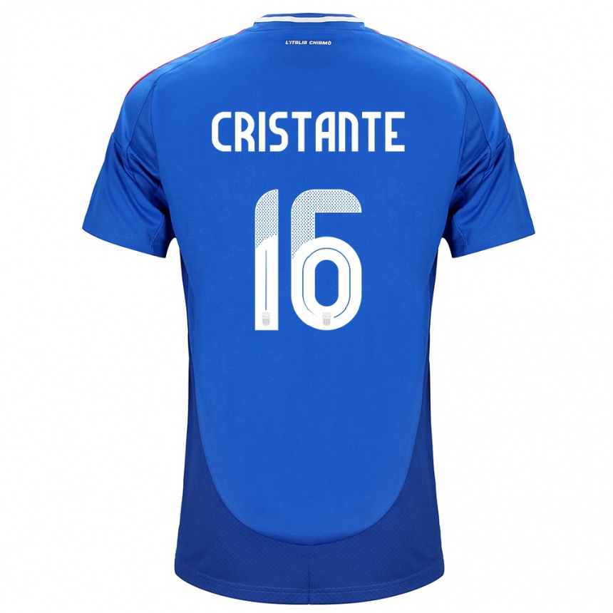 Women Football Italy Bryan Cristante #16 Blue Home Jersey 24-26 T-Shirt