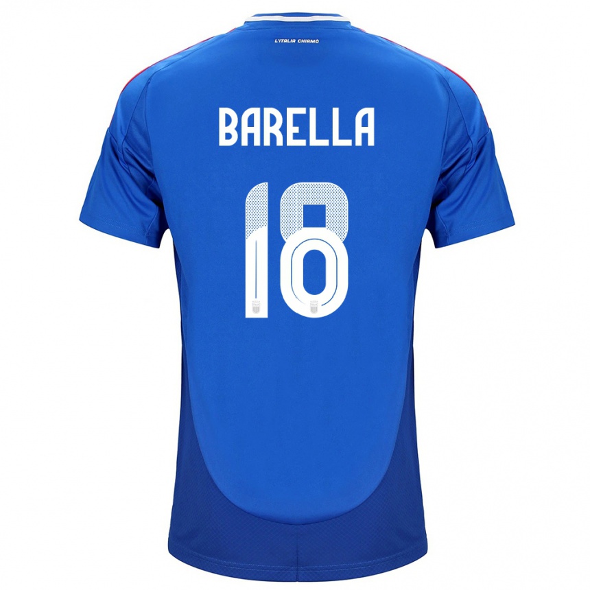 Women Football Italy Nicolò Barella #18 Blue Home Jersey 24-26 T-Shirt