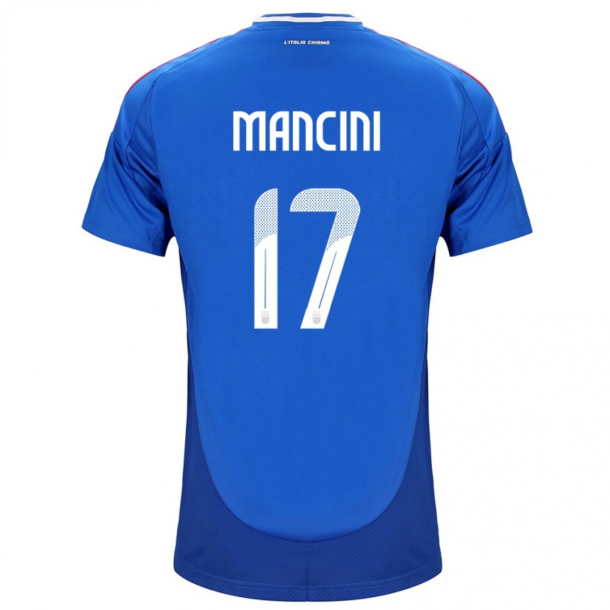 Women Football Italy Gianluca Mancini #17 Blue Home Jersey 24-26 T-Shirt