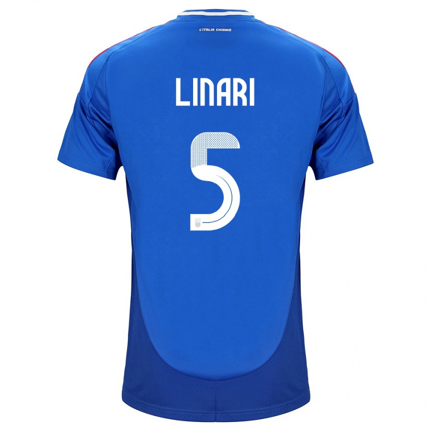 Women Football Italy Elena Linari #5 Blue Home Jersey 24-26 T-Shirt