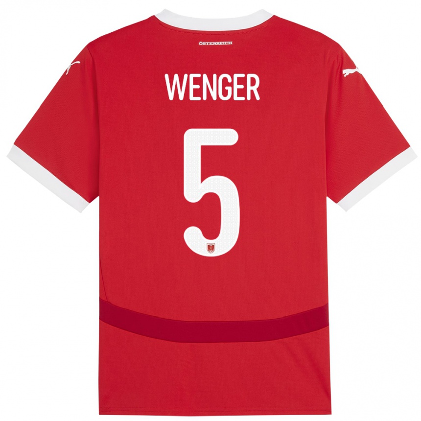 Women Football Austria Claudia Wenger #5 Red Home Jersey 24-26 T-Shirt