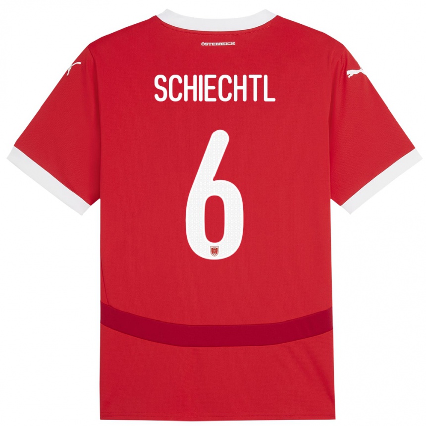 Women Football Austria Katharina Schiechtl #6 Red Home Jersey 24-26 T-Shirt