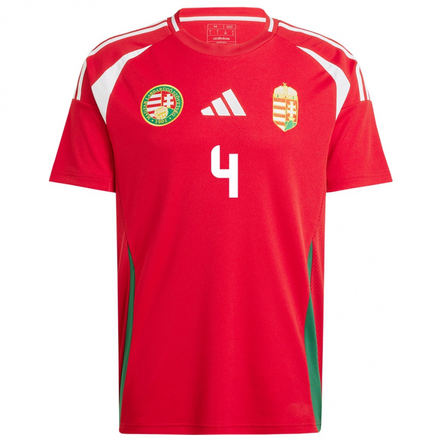 Women Football Hungary Attila Szalai #4 Red Home Jersey 24-26 T-Shirt