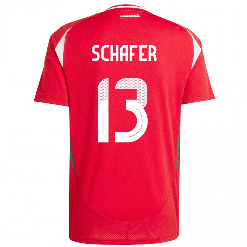 Women Football Hungary András Schäfer #13 Red Home Jersey 24-26 T-Shirt