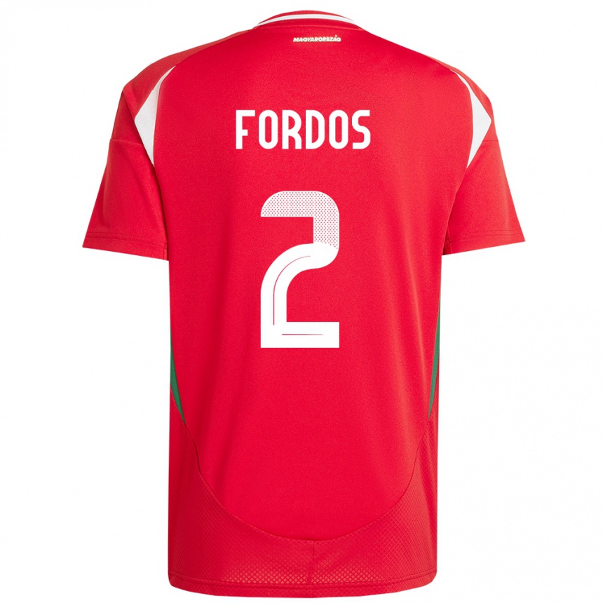 Women Football Hungary Beatrix Fördős #2 Red Home Jersey 24-26 T-Shirt