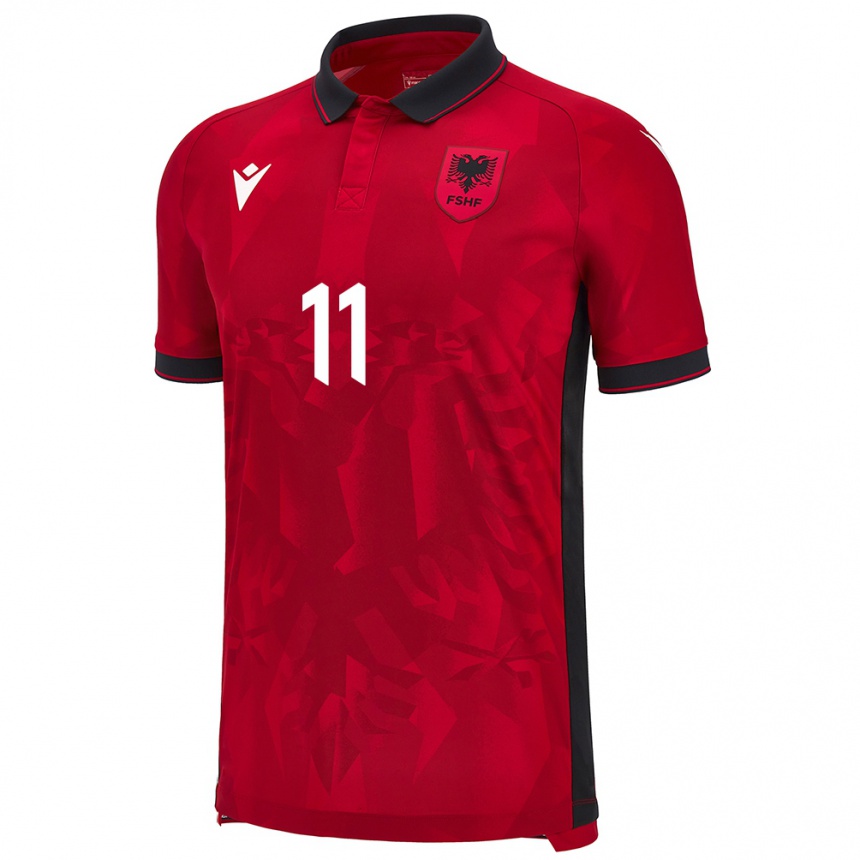 Women Football Albania Stiven Shpendi #11 Red Home Jersey 24-26 T-Shirt