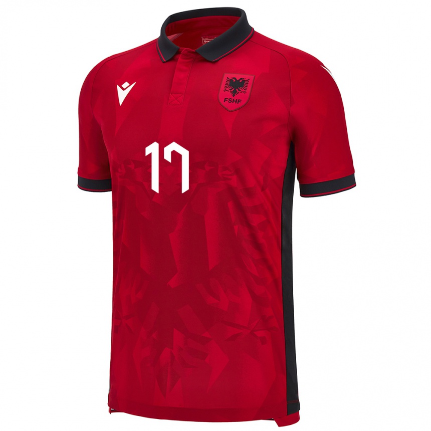 Women Football Albania Elion Jashari #17 Red Home Jersey 24-26 T-Shirt