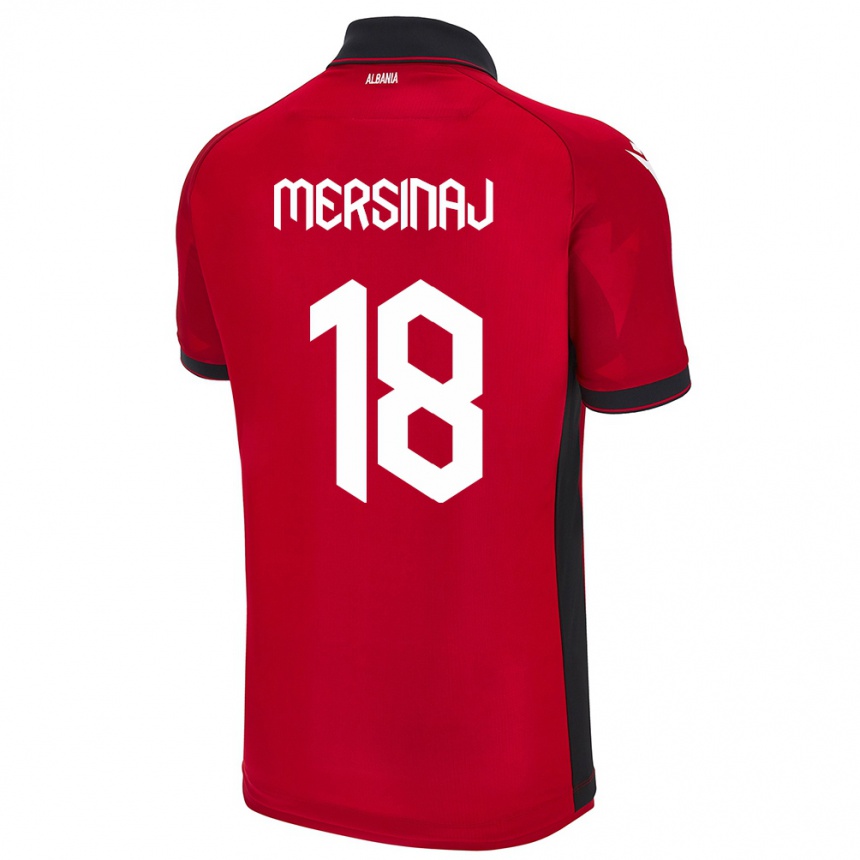 Women Football Albania Jon Mersinaj #18 Red Home Jersey 24-26 T-Shirt