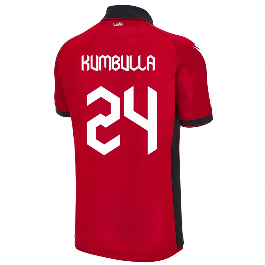 Women Football Albania Marash Kumbulla #24 Red Home Jersey 24-26 T-Shirt