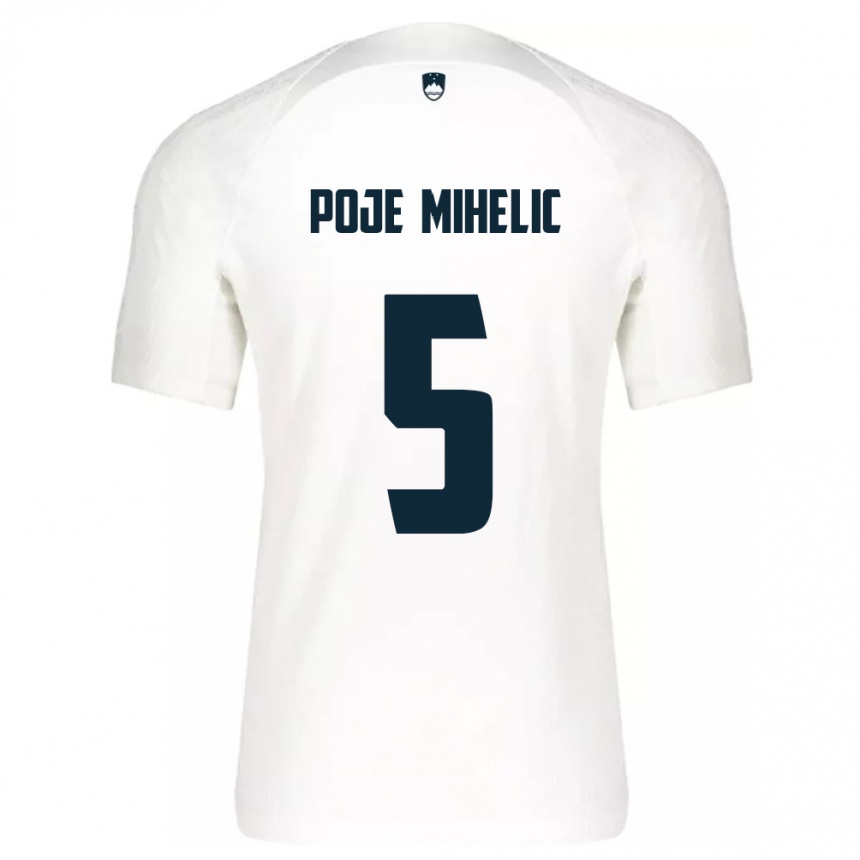 Women Football Slovenia Naja Poje Mihelič #5 White Home Jersey 24-26 T-Shirt