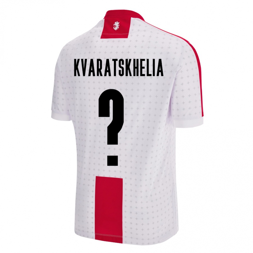 Women Football Georgia Lasha Kvaratskhelia #0 White Home Jersey 24-26 T-Shirt