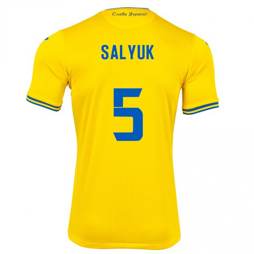 Women Football Ukraine Volodymyr Salyuk #5 Yellow Home Jersey 24-26 T-Shirt
