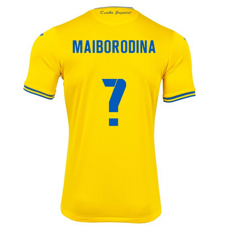 Women Football Ukraine Iryna Maiborodina #0 Yellow Home Jersey 24-26 T-Shirt