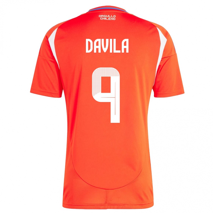 Women Football Chile Víctor Dávila #9 Red Home Jersey 24-26 T-Shirt