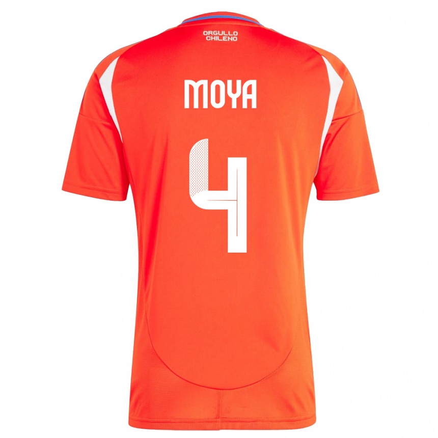 Women Football Chile Matías Moya #4 Red Home Jersey 24-26 T-Shirt