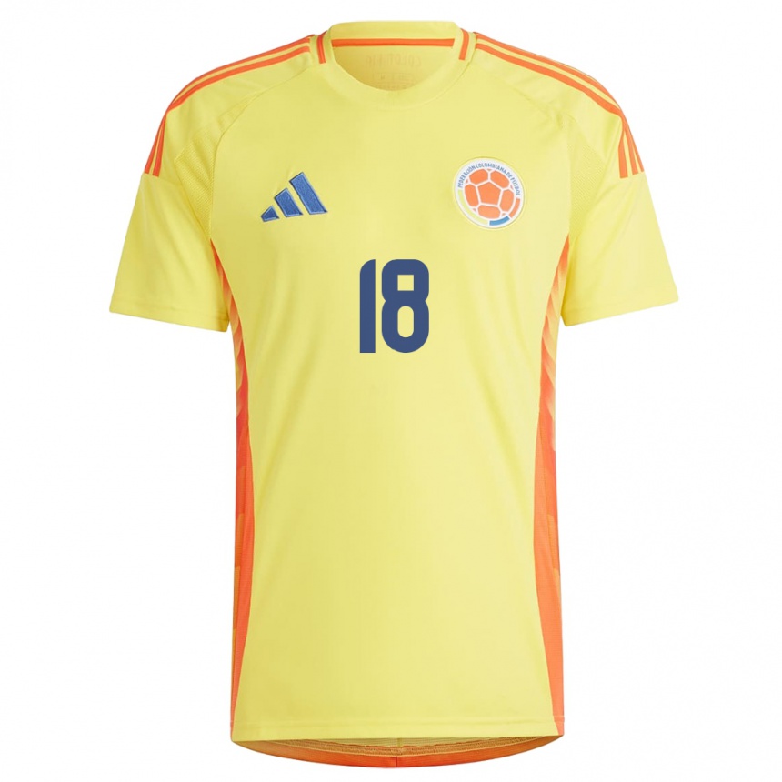 Women Football Colombia Wendy Bonilla #18 Yellow Home Jersey 24-26 T-Shirt