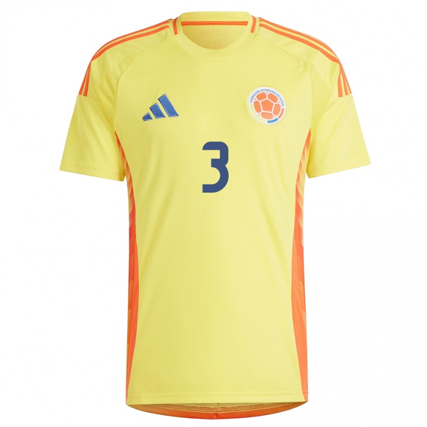 Women Football Colombia Ángela Clavijo #3 Yellow Home Jersey 24-26 T-Shirt
