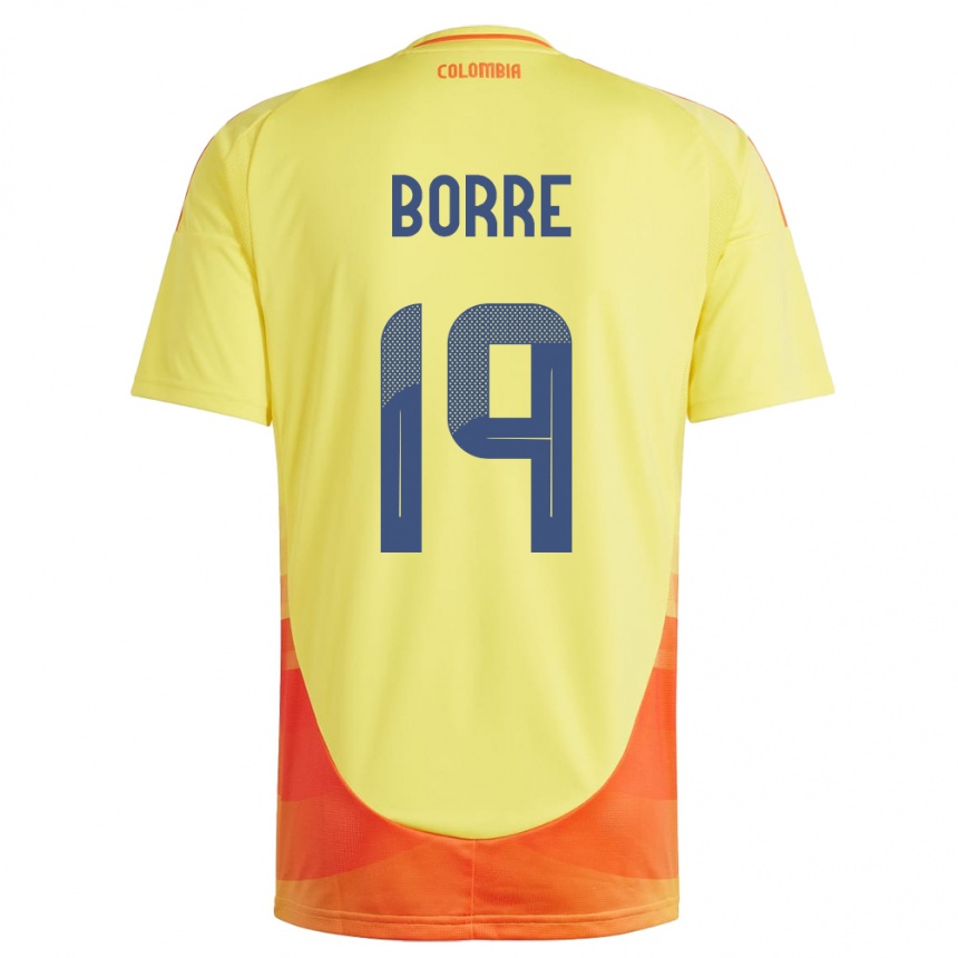 Women Football Colombia Rafael Borré #19 Yellow Home Jersey 24-26 T-Shirt