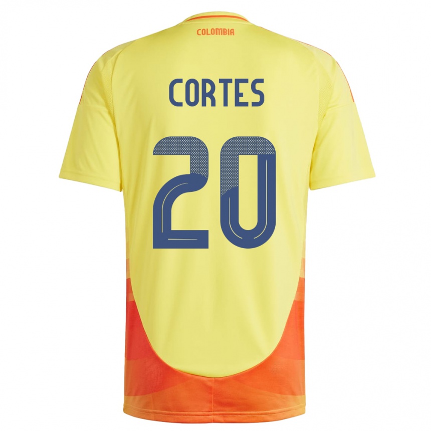 Women Football Colombia Óscar Cortés #20 Yellow Home Jersey 24-26 T-Shirt