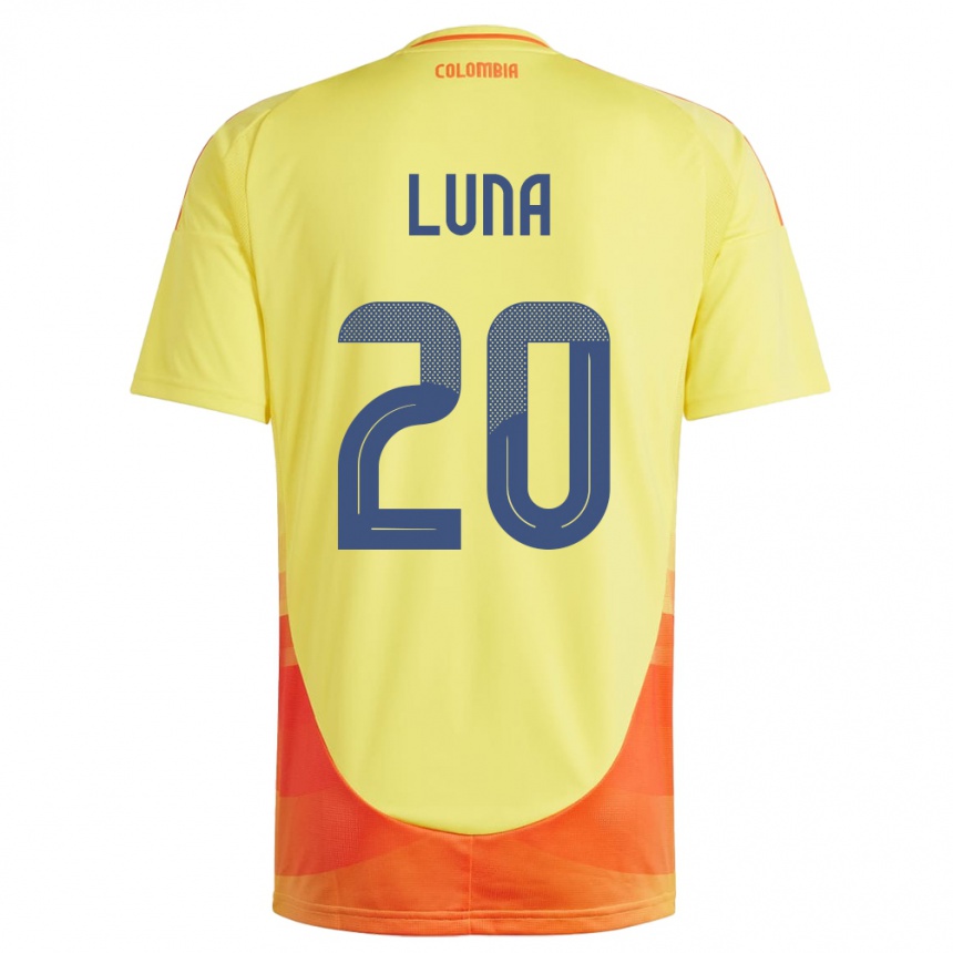 Women Football Colombia Daniel Luna #20 Yellow Home Jersey 24-26 T-Shirt