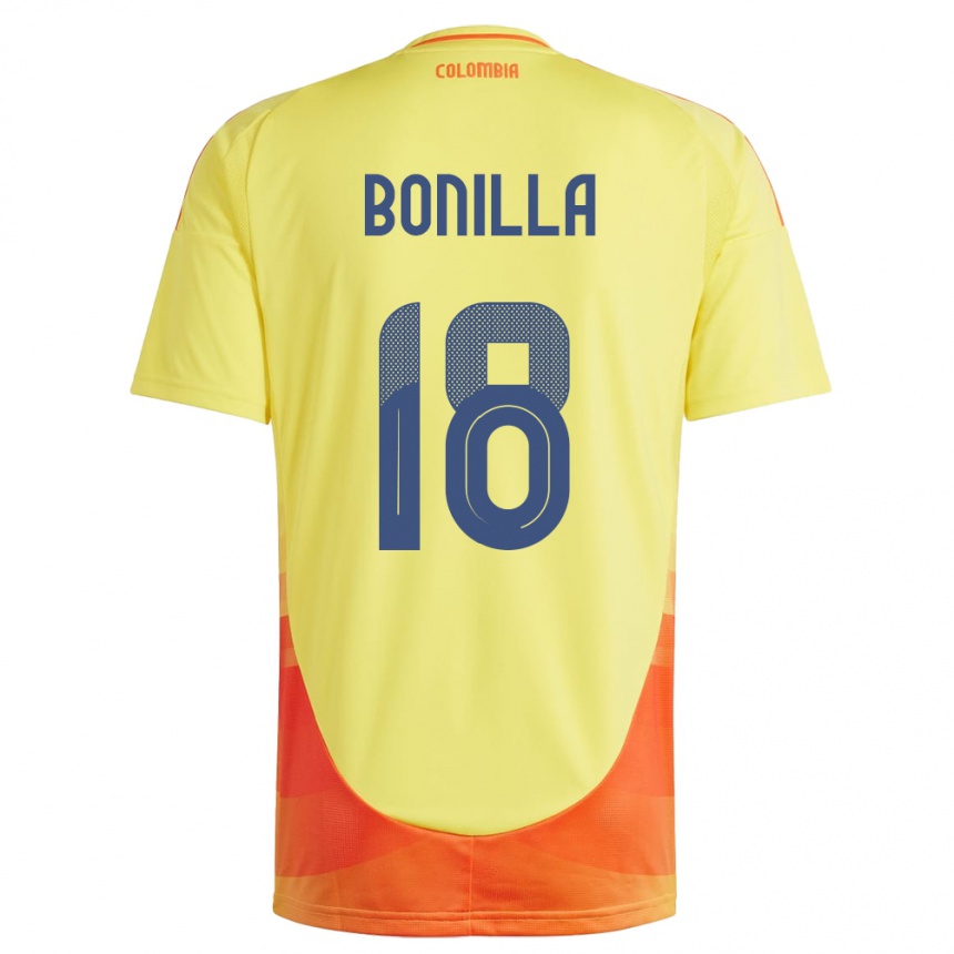 Women Football Colombia Wendy Bonilla #18 Yellow Home Jersey 24-26 T-Shirt