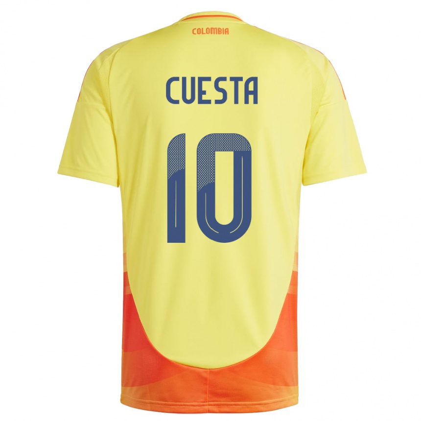 Women Football Colombia Yisela Cuesta #10 Yellow Home Jersey 24-26 T-Shirt