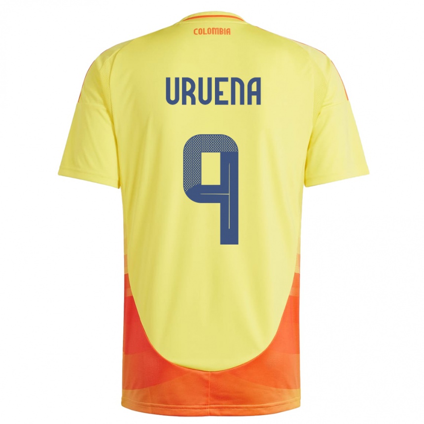 Women Football Colombia Gabriela Urueña #9 Yellow Home Jersey 24-26 T-Shirt