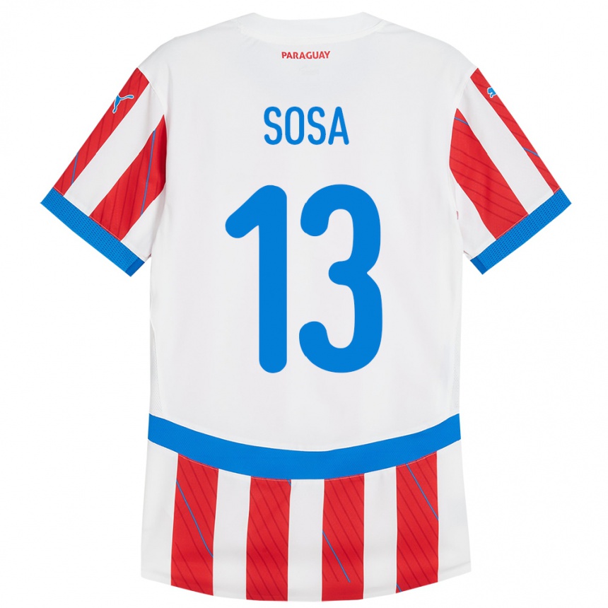 Women Football Paraguay Alex Sosa #13 White Red Home Jersey 24-26 T-Shirt